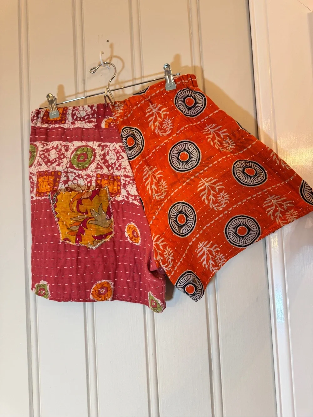 Kantha Patchwork Shorts Boho Artisan Festival Hippie Handmade Cotton - Picture 4 of 5